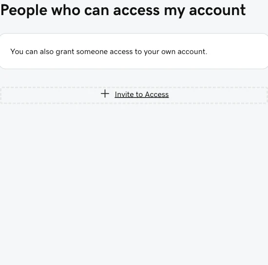 "People who can access my account" section on GoDaddy with the "Invite to Access" button